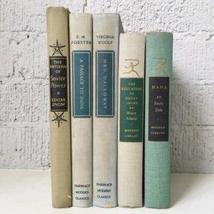 Decorative books - five green vintage books